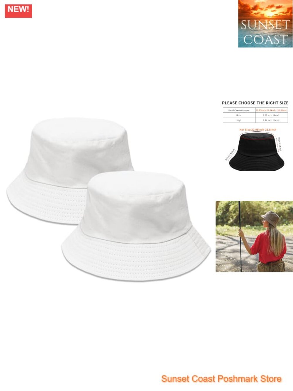 2 Pack Cotton Bucket Hat UPF 50+ Sun Protection Fishing Beach Cap